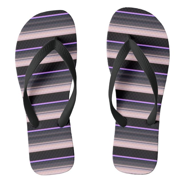 Cute vintage black grey stripes flip flops (Footbed)