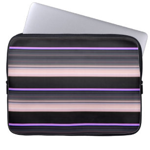 Cute vintage black grey stripes laptop sleeve