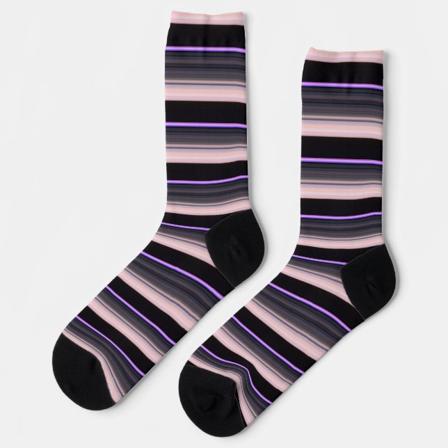 Cute vintage black grey stripes socks (Left)
