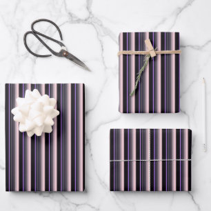 Cute vintage black grey stripes wrapping paper sheet