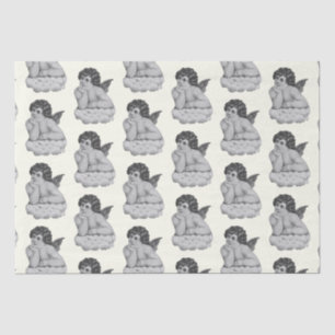 Cute Vintage Black White Cherub Angel Tissue Paper