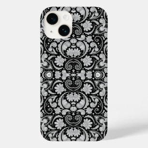 Cute vintage black white paisley patterns Case-Mate iPhone 14 case