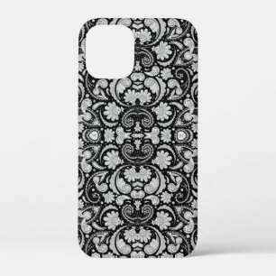 Cute vintage black white paisley patterns iPhone 12 mini case