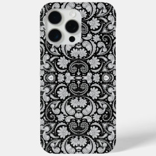 Cute vintage black white paisley patterns iPhone 15 pro max case