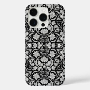 Cute vintage black white paisley patterns iPhone 16 pro case