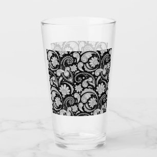 Cute vintage black white paisley patterns glass
