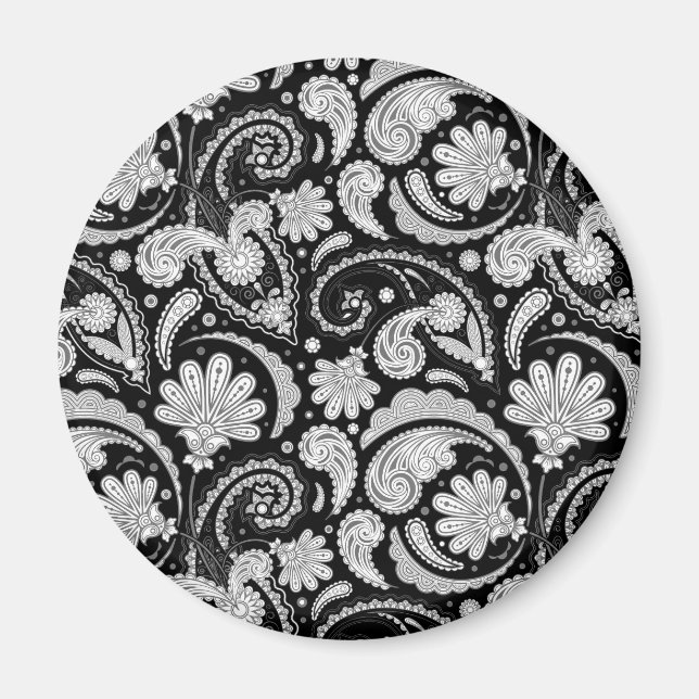 Cute vintage black white paisley patterns magnet (Front)