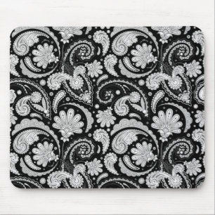 Cute vintage black white paisley patterns mouse mat