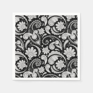 Cute vintage black white paisley patterns napkin