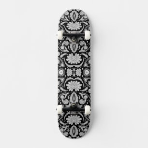 Cute vintage black white paisley patterns skateboard