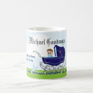 Cute Vintage Blue Baby Boy Carriage Coffee Mug