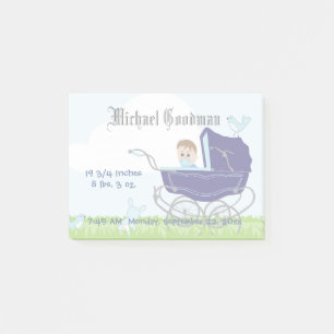Cute Vintage Blue Baby Boy Carriage Post-it Notes