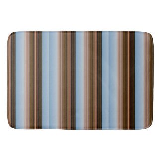 Cute vintage blue brown stripes bath mat
