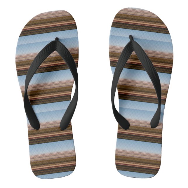 Cute vintage blue brown stripes flip flops (Footbed)