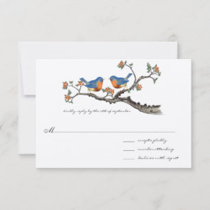 Cute Vintage Bluebirds Wedding Invitations