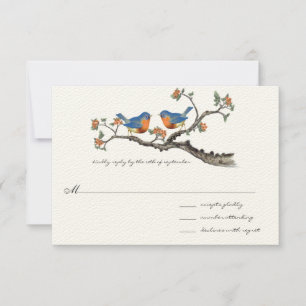 Cute Vintage Bluebirds Wedding Invitations