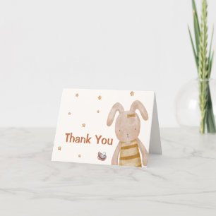 Cute Vintage Boho Bunny Toy Baby Shower Thank You Card