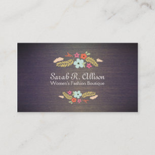 Cute Vintage Boutique Flowers Wood Floral Business Card