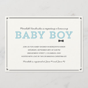 Cute Vintage Boy Baby Shower Invitation