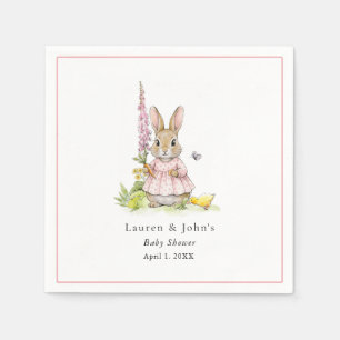 Cute vintage Bunny Baby girl Shower Napkin