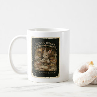Cute Vintage Bunny Books Coffee Mug