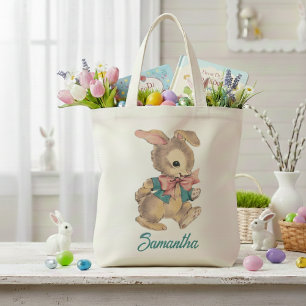 Cute Vintage Bunny Rabbit Custom Tote Bag