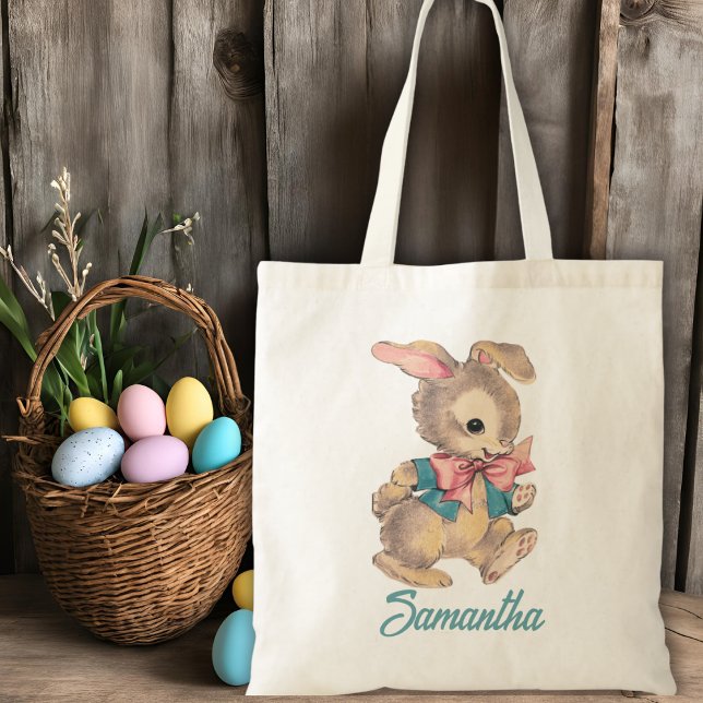 Cute Vintage Bunny Rabbit Custom Tote Bag (Cute Vintage Bunny Rabbit Custom Tote Bag)