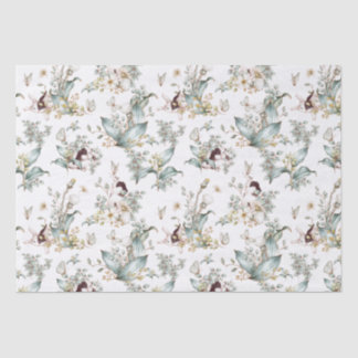 Cute Vintage Bunny Rabbits Floral Decoupage Tissue Paper