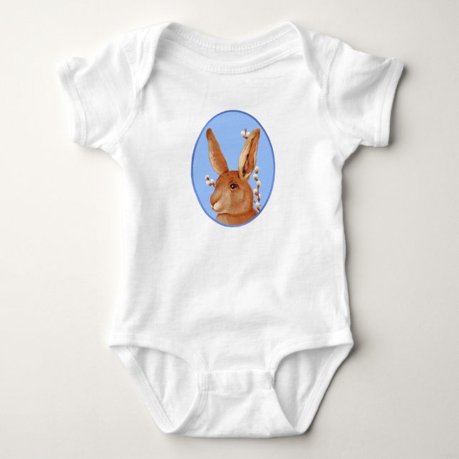Cute Vintage Bunny Spring Baby Bodysuit (Front)