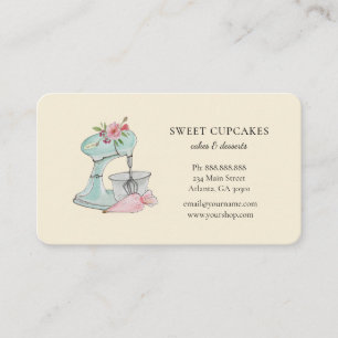 Cute vintage Cake mixer bakery Business Card