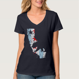 Cute Vintage California Chicago  Mashup Flag T-Shirt