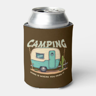 Cute Vintage Camper and Camping Quote Can Cooler