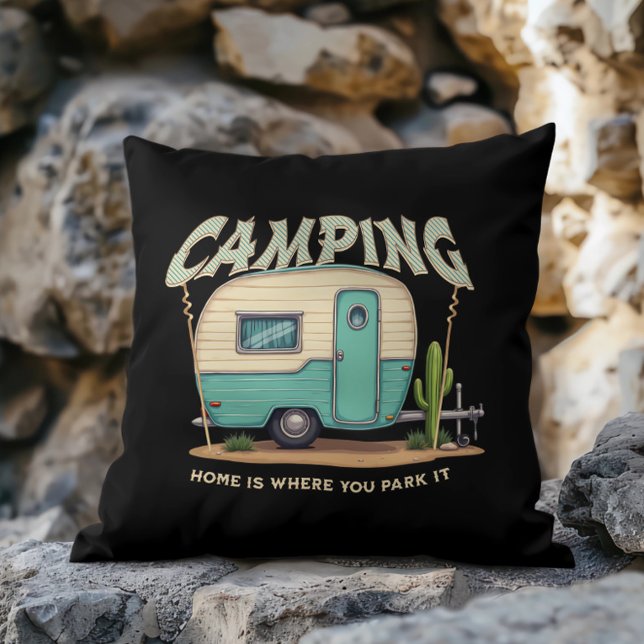 Cute Vintage Camper and Camping Quote Cushion (Creator Uploaded)