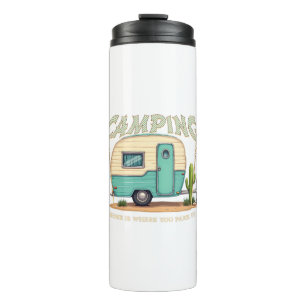 Cute Vintage Camper and Camping Quote Thermal Tumbler