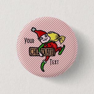 Cute Vintage Candy Christmas Elf Customizable 3 Cm Round Badge