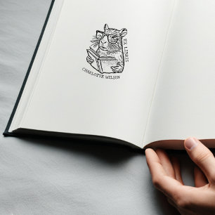 Cute Vintage Capybara Ex Libris Book  Rubber Stamp