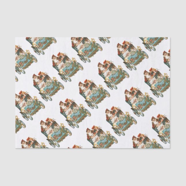 Cute Vintage Car | Santa Claus Christmas Tissue Paper (Front)