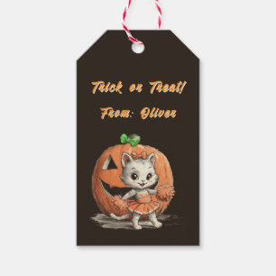 Cute Vintage Cat Halloween Custom Spooky Season Gift Tags