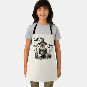 Cute Vintage Cat in a Cauldron Halloween Apron