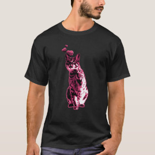 Cute Vintage Cat with Hearts Retro Pink 10 T-Shirt