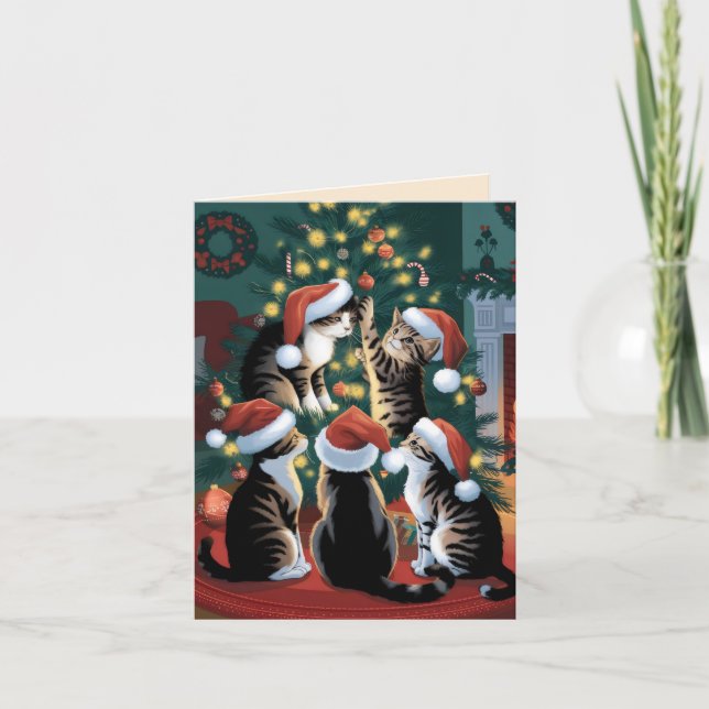 Cute vintage cats christmas  card (Front)
