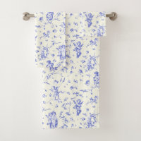 Cute Vintage Cherub Cupid Angels Blue Floral Toile
