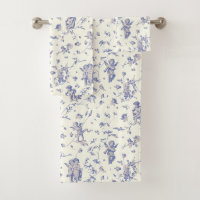 Cute Vintage Cherub Cupid Angels Blue Floral Toile