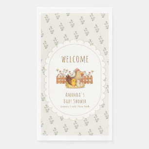 Cute Vintage Chicken Floral Baby Shower Welcome Napkin
