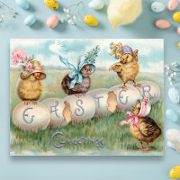 Cute Vintage Chicks in Easter Bonnets