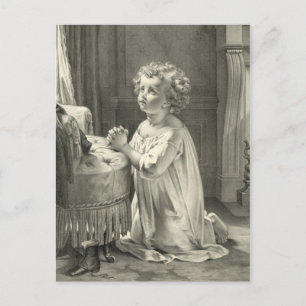 Cute Vintage Childs First Prayer Illustration 1878 Postcard