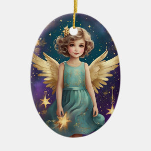 Cute Vintage Christmas Angel Ceramic Tree Decoration