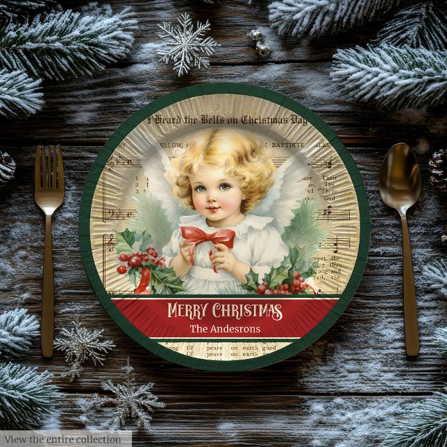Cute Vintage Christmas Angel Plates Custom Name (Cute Vintage Christmas Angel Plates Custom Name)