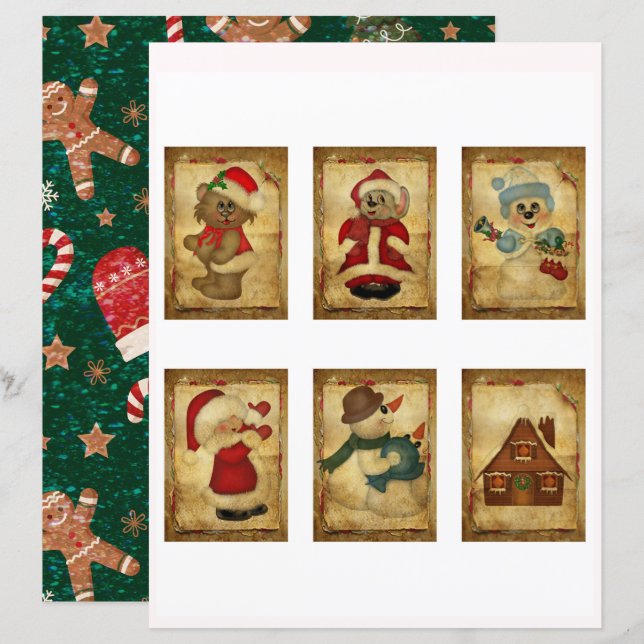 Cute Vintage Christmas ATC Cards  (Front/Back)