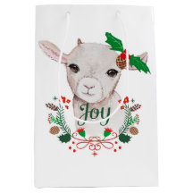 Cute Vintage Christmas Baby Goat - Joy